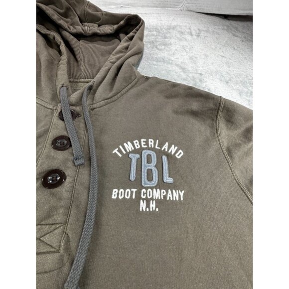Timberland Hoodie Sweatshirt TBL Boot Company N.H. Mens XL 1/4 Button - Picture 3 of 8